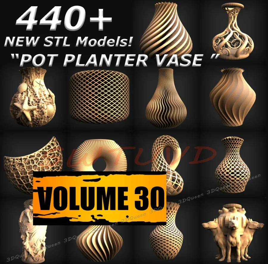 Laser Engraving Software - 440+ Planter POT Vase STL File